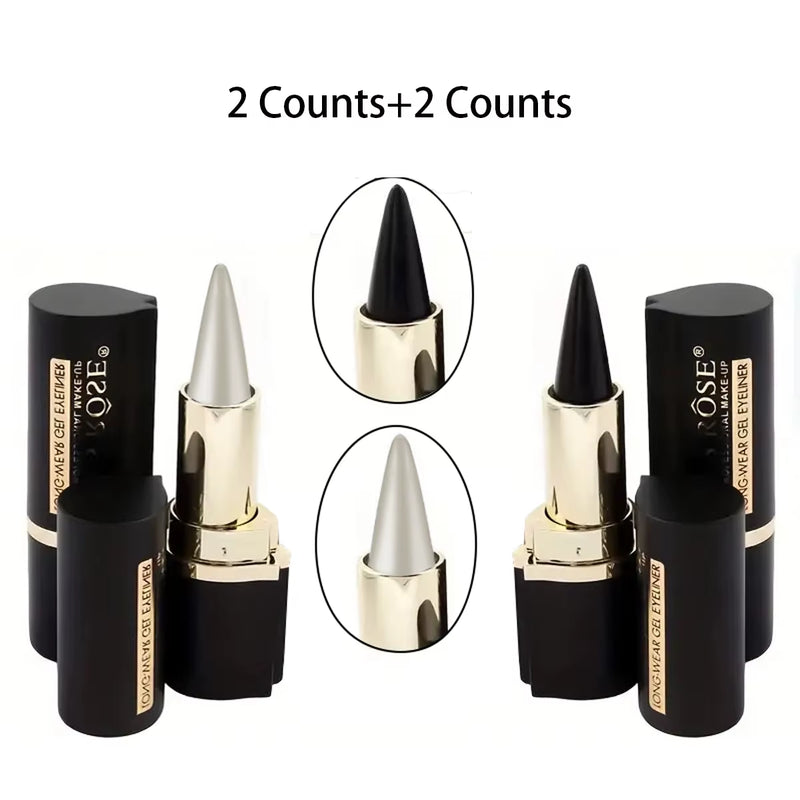 Black/Silver Creamy Texture Eyeliner, 1 Count 2 Counts Easy Coloring High Pier Pencil, Daily Makeup Accessories for Women And