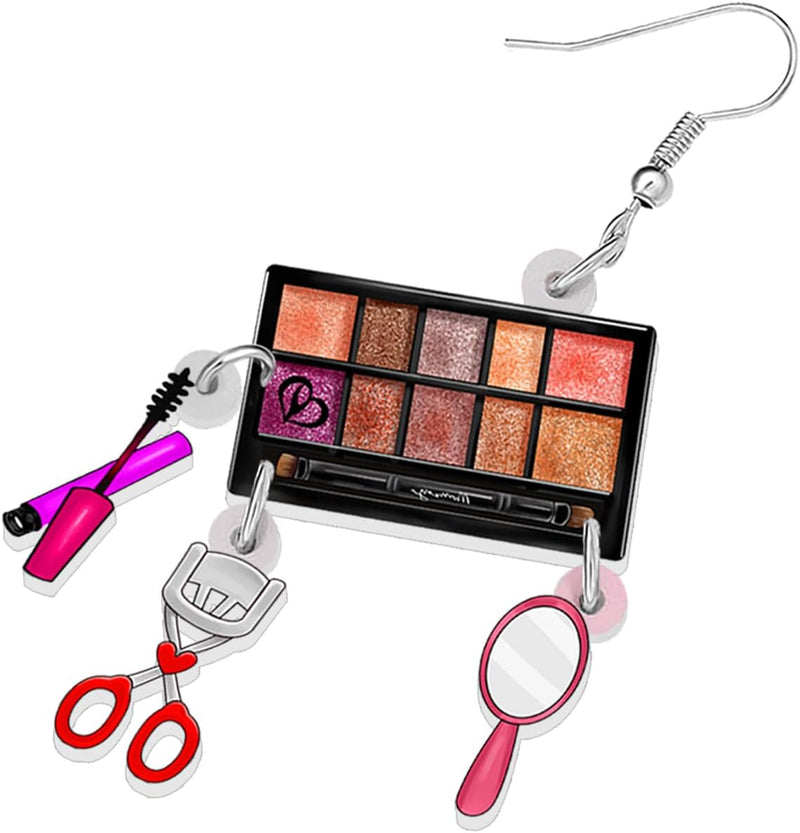 Acrylic Creative Valentines Day Makeup Dangle Drop Earrings Gifts for Women Cute Cosmetic Jewelry for Beauticians Party Decorations