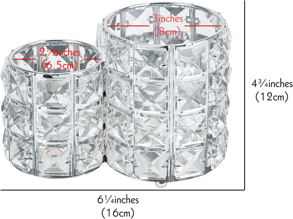 Crystal Makeup Brush Holder Organizer, Cosmetic Makeup Brush Storage Container Cup for Table, Dresser, Bathroom, Bedroom Organization, One-Piece Circular Brush Organizer (Silver)