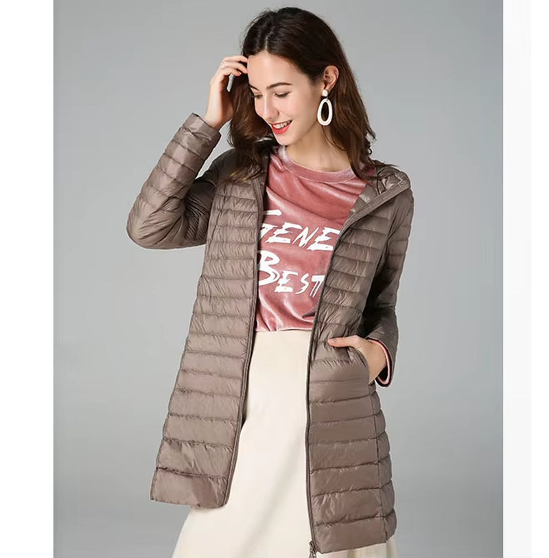 Winter Long down Jackets Women Oversize Ultra Light Thin Coat Autumn Fashion Casual Slim Parka ED1342