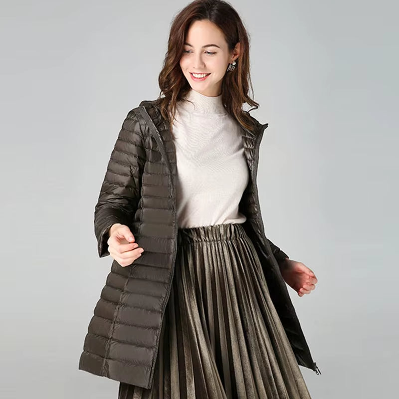 Winter Long down Jackets Women Oversize Ultra Light Thin Coat Autumn Fashion Casual Slim Parka ED1342