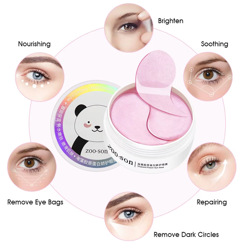 60Pc Seaweed Collagen Eye Patches under the Eyes Gel Patch for Edema Hydrogel Eye Patch from Dark Circles Patches Eye Mask Korea