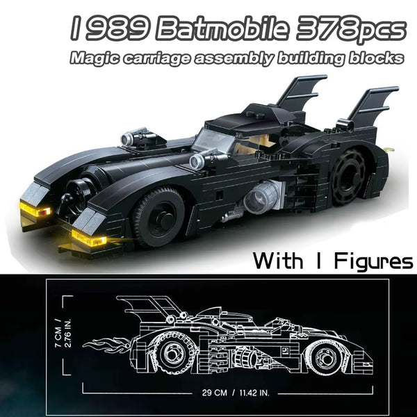 Super Heroes Series Batmobile Building Blocks 1989 Classic Bat Chariot Car Model Bricks Toys for Children Boys Christmas Gifts
