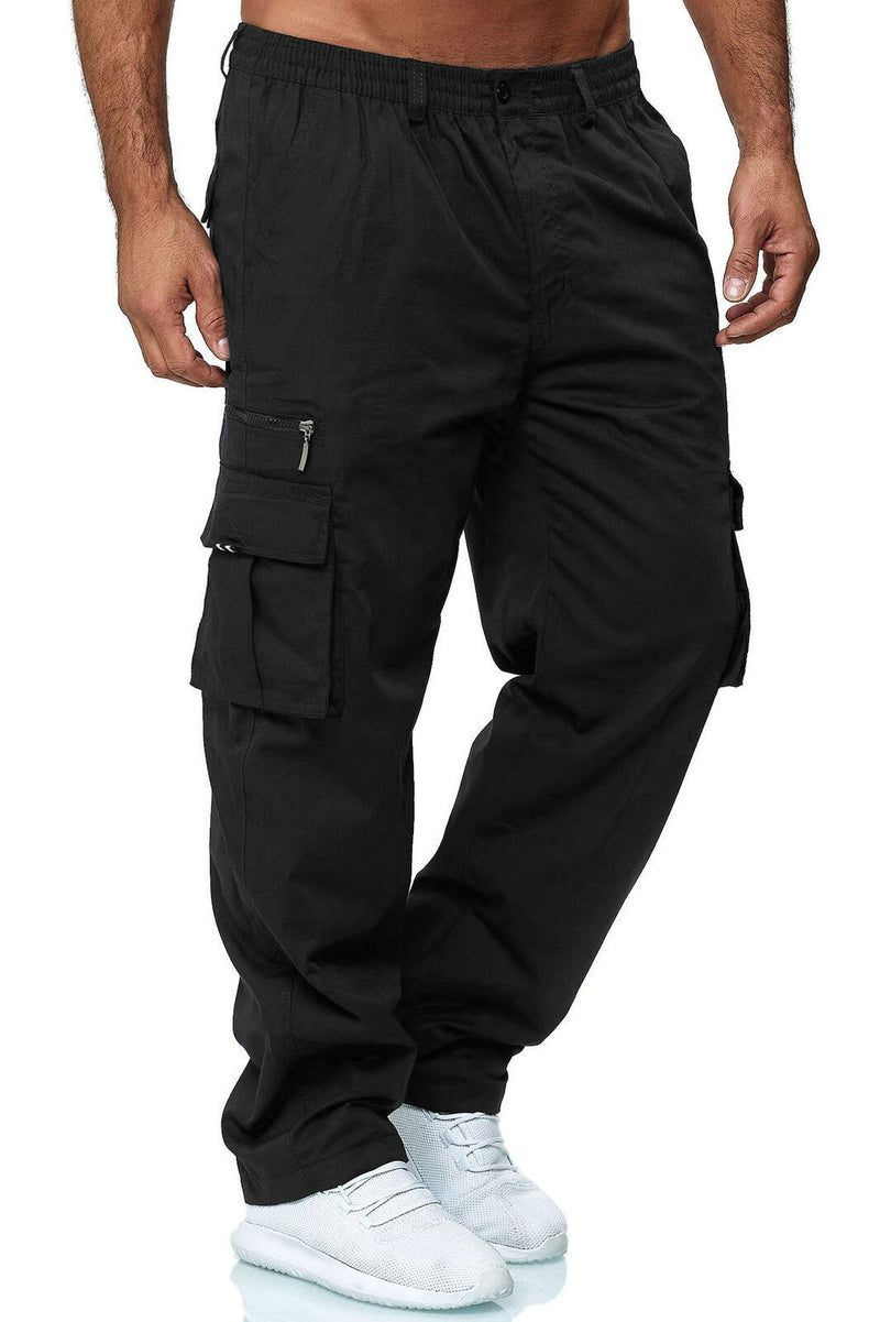 Men'S Casual Multi-Pocket Loose Straight Cargo Pants