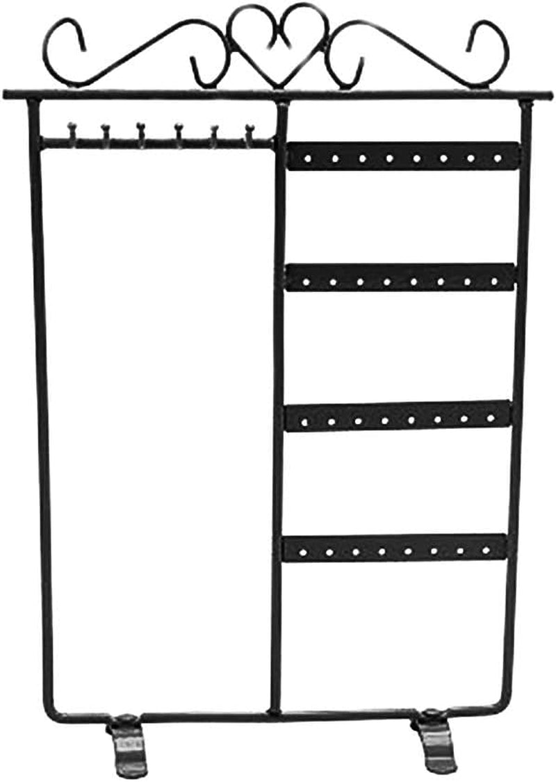 Travel Jewelry Organizer Storage Case & 32 Holes 6 Hooks Necklace Hang Stand Holder 4 Tiers Jewelry Show Rack Organizer