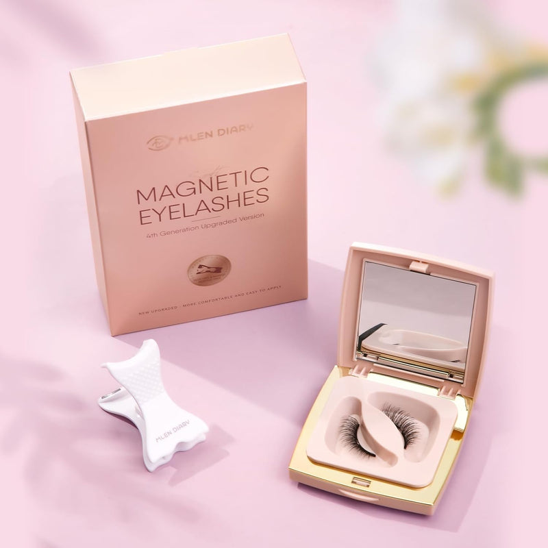 Magnetic Eyelashes Kit, Reusable False Lashes without Eyeliner, Upgraded 3D Dual Magnetic Eyelashes, Portable No Glue Lash Clusters for Light Natural Makeup