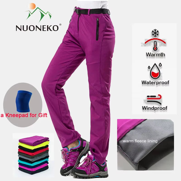 New Winter Womens Outdoor Pants Thick Fleece Softshell Sports Trousers Hiking Trekking Ski Waterproof Women Pants PM21