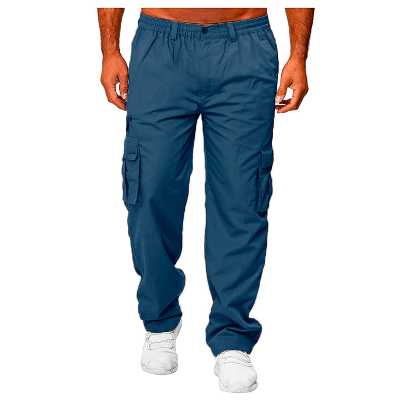Men'S Casual Multi-Pocket Loose Straight Cargo Pants