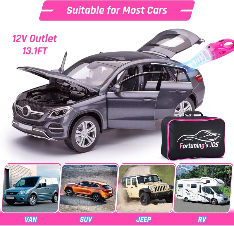 35PCS Car Detailing Kit Interior Cleaner with High Power Handheld Vacuum,Car Wash Kit with Detailing Brush Set,Car Interior Detailing Kit,Pink Car Accessories for Motorcycle,Cars Gifts for Women