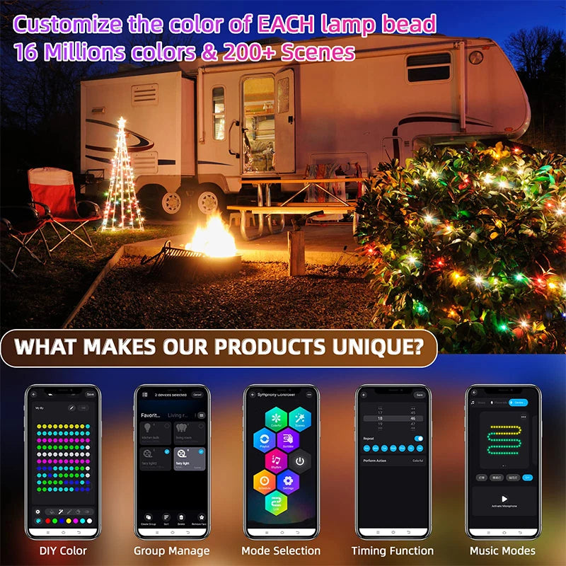 Halloween Lights 10M 100 LED Multicolor Christmas Tree Lights with Remote Dreamcolor Changing Halloween Lights USB 5V LED Lights