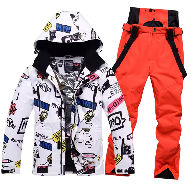 New Men Women Couples Ski Suit Winter Windproof Thick Warm Skiing Jacket and Pants Set Outdoor Snow Snowboarding Costumes