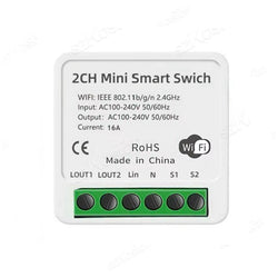 16A Tuya Wifi Smart Switch Module 2CH Smart Home Mini DIY Light Breaker Timer Voice Control Works with Alexa Google Home