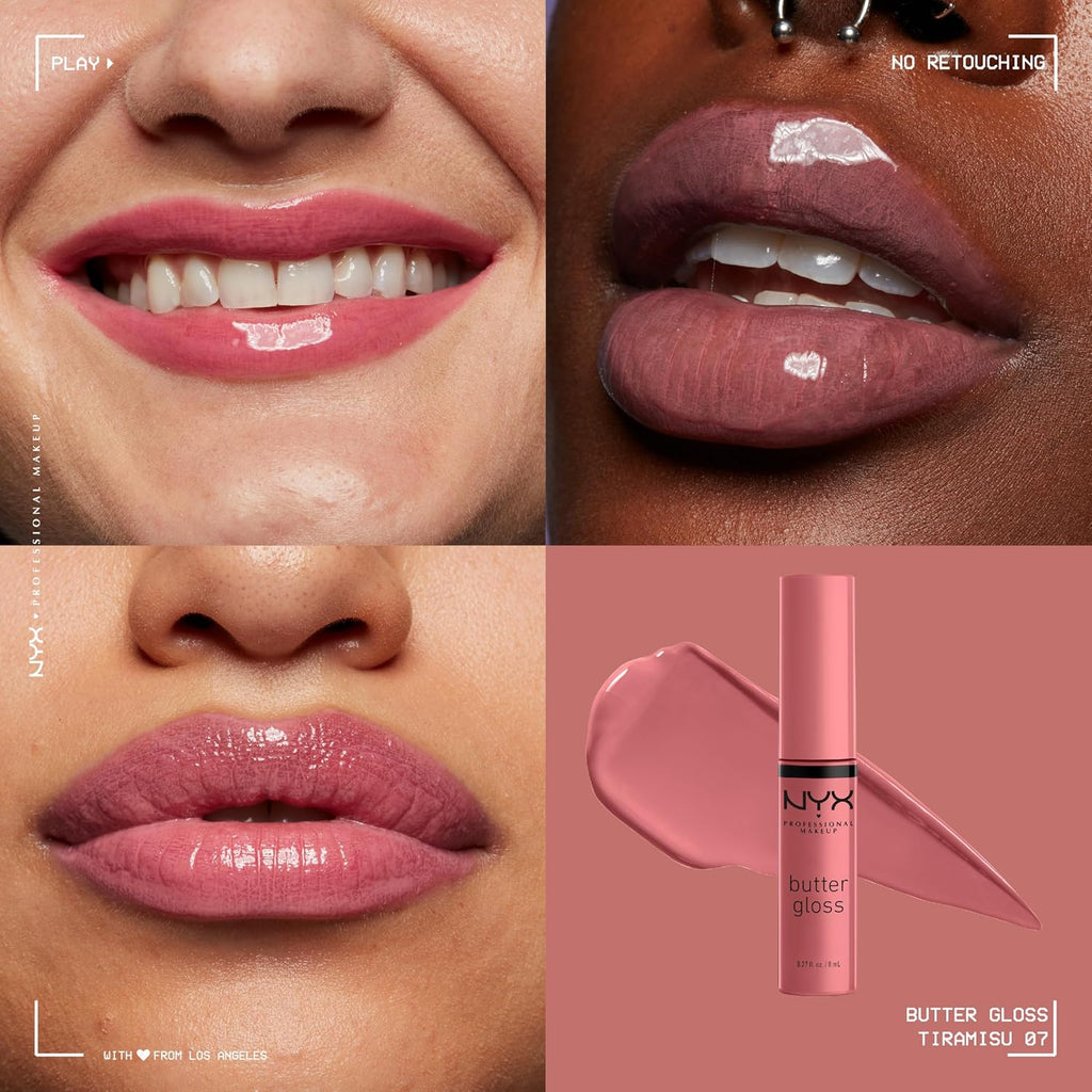 - Butter Gloss, Non-Sticky Lip Gloss - Tiramisu (Pink Brown)