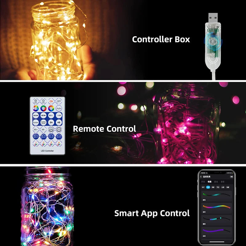 Halloween Lights 10M 100 LED Multicolor Christmas Tree Lights with Remote Dreamcolor Changing Halloween Lights USB 5V LED Lights