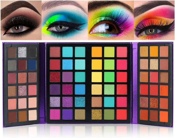 72 Colors Ultra Secret Eyeshadow Palette, Professional 4 In1 Color Board Makeup Pallet Matte Shimmer Glitter Nude Natural All in One Blendable Pigmented Eye Shadow Plattet
