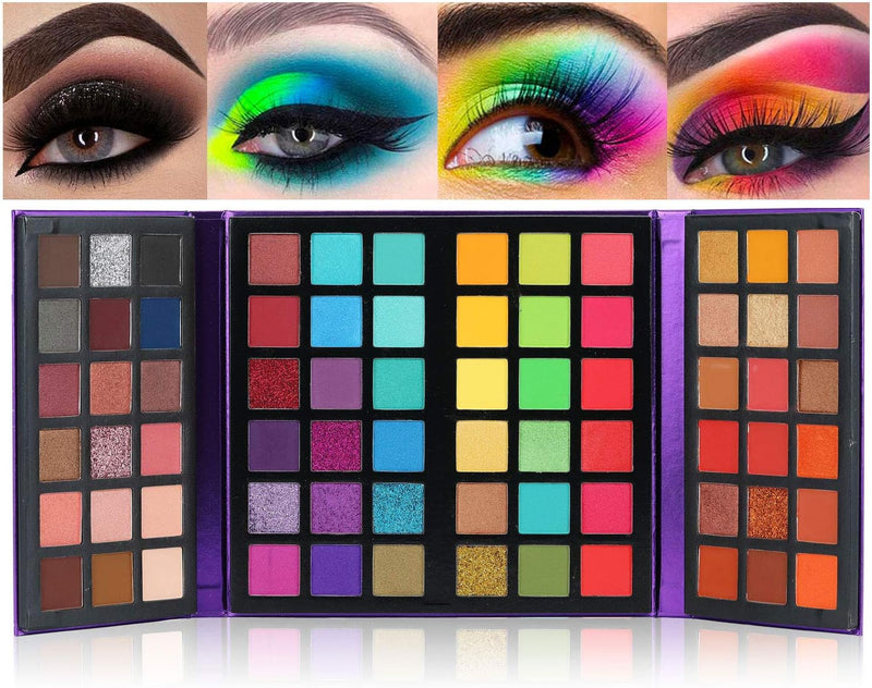 72 Colors Ultra Secret Eyeshadow Palette, Professional 4 In1 Color Board Makeup Pallet Matte Shimmer Glitter Nude Natural All in One Blendable Pigmented Eye Shadow Plattet