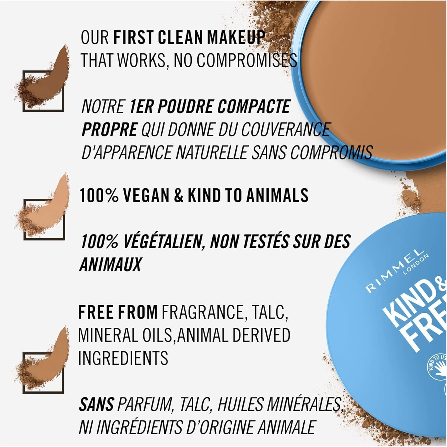 - Kind & Free Pressed Powder - Talc-Free Powder Foundation - with Aloe Vera & Tapioca - Cruelty-Free & Vegan - Medium 030