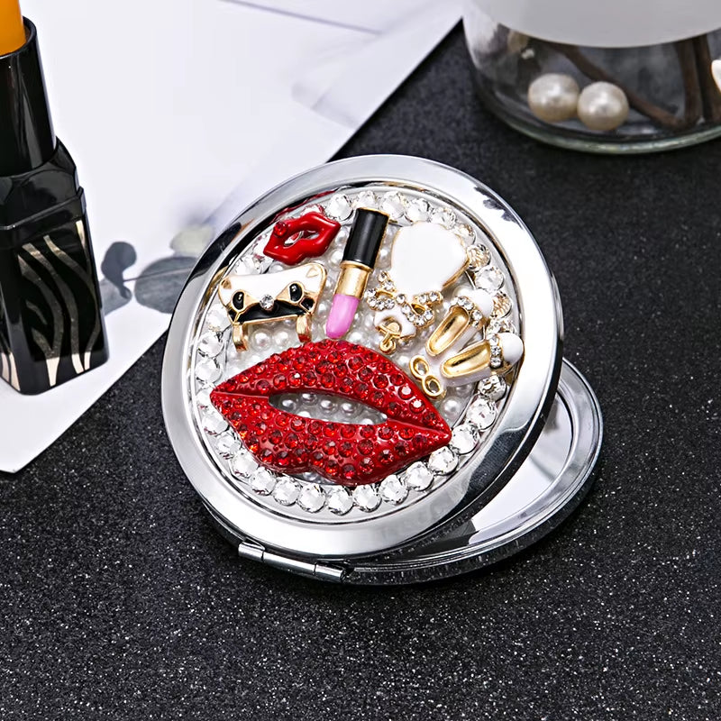 Makeup Pocket Mirror Custom Mini Bling round Shape Makeup Mirrors