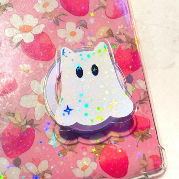 Holographic Ghost Magsafe Grip, Spooky Bookish Phone Stand, Middle Finger Ghost Grip, Cute Ghost Popsocket