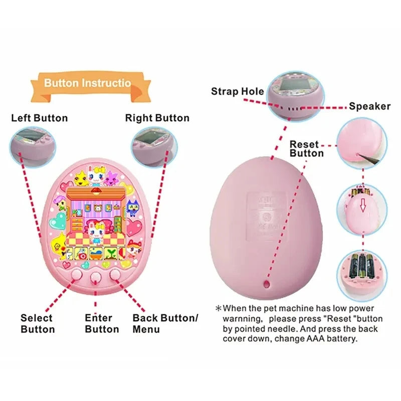 Electronic Virtual Pet with Color Screen Game Pocket Interactive Virtual Pet Dating Game Machine Kids Game Toys Girls