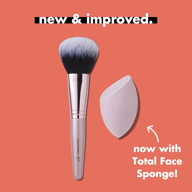 Complexion Brush & Sponge Duo, 2-Step Face Sponge & Makeup Brush Kit for Creating a Flawless Complexion, Vegan & Cruelty-Free