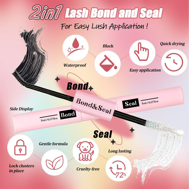 DIY Lash Extension Kit with 280 PCS 9-16Mm 40D Lashes Clusters 200Ml/6.7Fl.Oz Lash Cleanser Eyelash Shampoo Mini USB Portable Lash Fan Bond and Seal Remover Eyeliner Eyelid Cleaning Brush