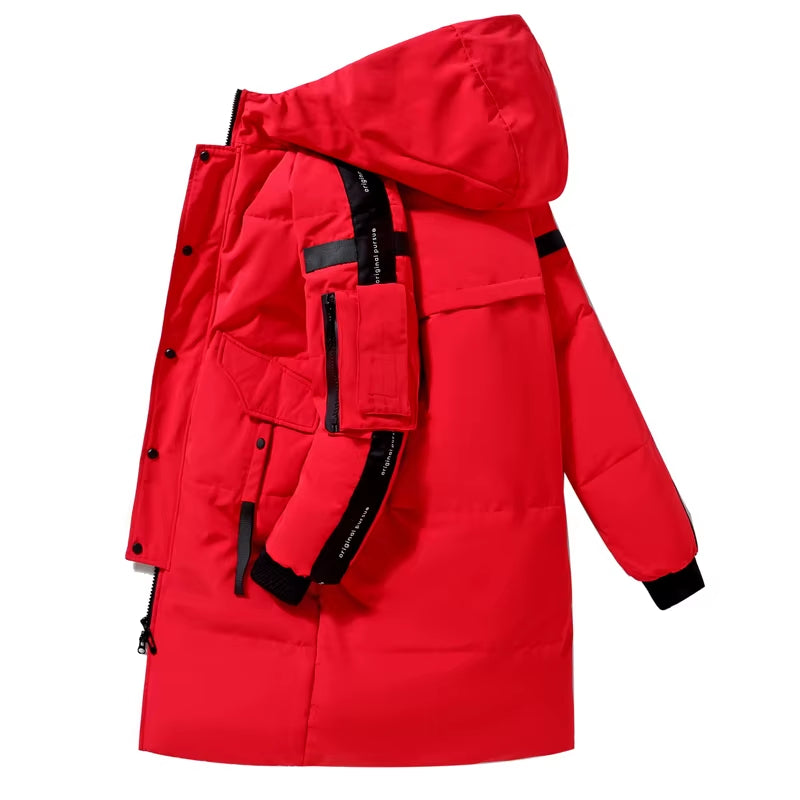 Winter Men'S down Jacket Hooded Fashion Long down Coat Men Windproof Waterproof Thick Warm Brand Mens Clothing Long Parka