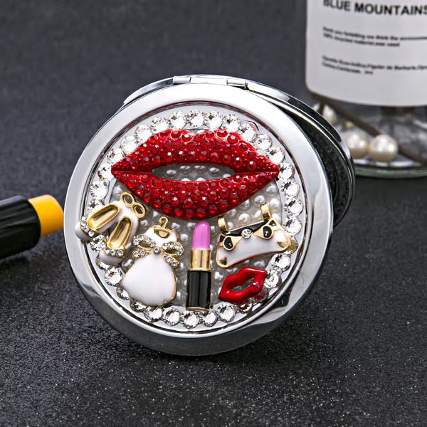 Makeup Pocket Mirror Custom Mini Bling round Shape Makeup Mirrors