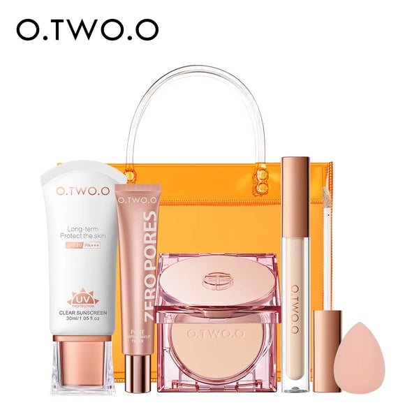 6Pcs Makeup Set Face Primer Liquid Concealer Sunscreen Whitening Sunblock SPF30+ Setting Compact Powder Cosmetics Kit