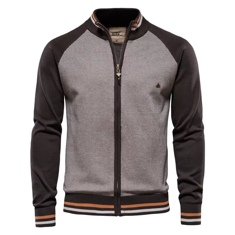 Argyle Solid Color Cardigan Men Casual Quality Zipper Cotton Winter Mens Sweaters Fashion Basic Cardigans for Men