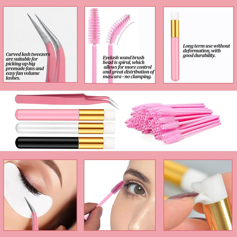 DIY Lash Extension Kit with 280 PCS 9-16Mm 40D Lashes Clusters 200Ml/6.7Fl.Oz Lash Cleanser Eyelash Shampoo Mini USB Portable Lash Fan Bond and Seal Remover Eyeliner Eyelid Cleaning Brush