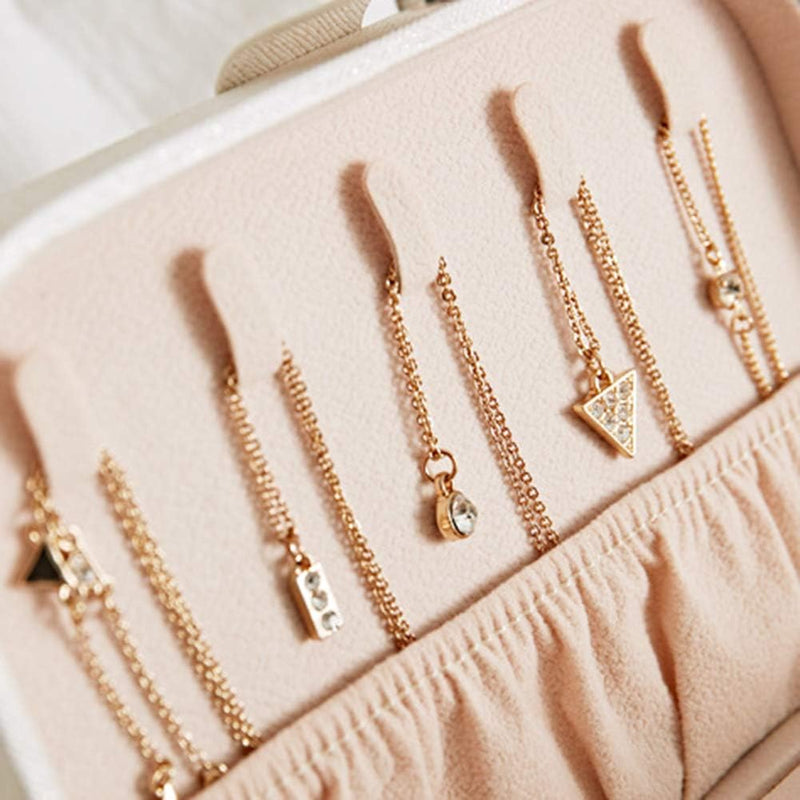Travel Jewelry Organizer Storage Case & 2 Tiers Jewelry Portable Box Earrings Travel Case Storage Organizer Container