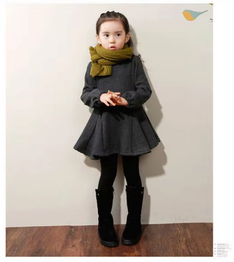 Autumn Winter Thick Girl Sweatshirts Fashion Cotton Embroidered Princess Dress Butterfly Tie Turtleneck Sweater Baby Kid Clothes