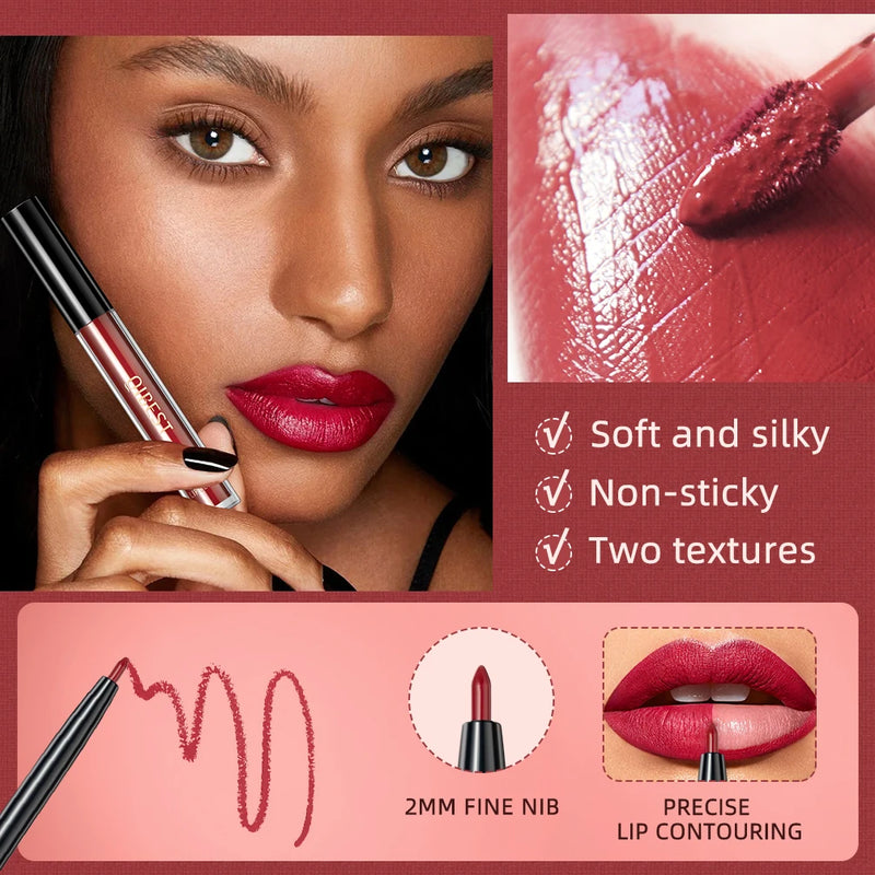 3Pcs Lip Makeup Sets Lip Gloss Glaze Tint Long-Lasting Matte Liquid Lipstick Waterproof Sweatproof Lip Liner Pencil Contour Kits