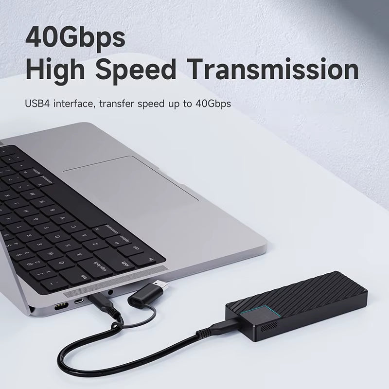 USB 4.0 40Gbps M.2 Nvme SSD Enclosure Compatible with Thunderbolt 4/3 USB 3.2/3.1/3.0 ASM2464 External Hard Drive Case