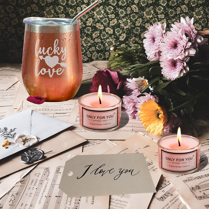 Pink Relaxing Spa Gift Box Basket for Her, Unique Birthday Gift Set for Women, Includes Tumbler, Bath Bomb, Candles, Soap, Shower Steamers, Headband, Hair Clip, Ribbon & Card