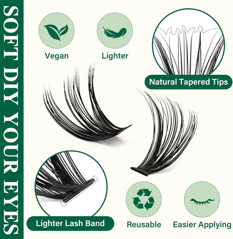 DIY Lash Extension Kit  300Pcs Individual Eyelash Extension Kit 40D 0.07D Curl 8-16MIX Lash Clusters with Lash Glue Remover Applicator Easy to Use for Beginners(40D-0.07D,8-16Mix)