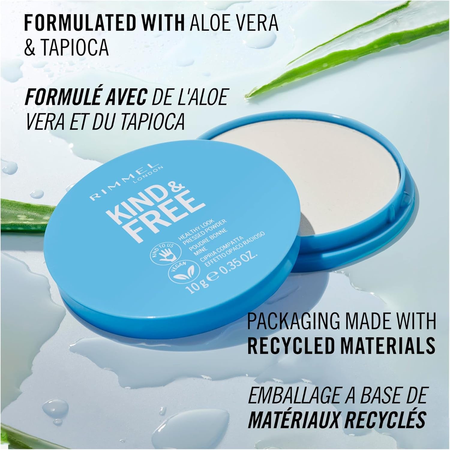 - Kind & Free Pressed Powder - Talc-Free Powder Foundation - with Aloe Vera & Tapioca - Cruelty-Free & Vegan - Medium 030