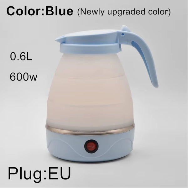 220V 0.6L Mini Folding Kettle Portable Water Heater 600W Silicone Compression Electric Kettle Home Kettle Easy to Travel