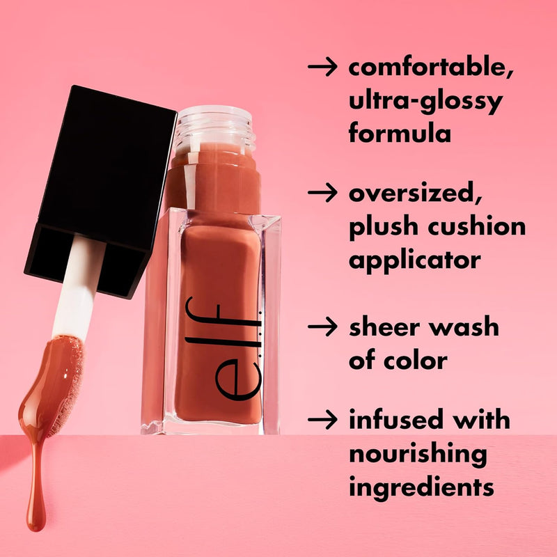 Glow Reviver Lip Oil, Nourishing Tinted Lip Oil for a High-Shine Finish, Infused with Jojoba Oil, Vegan & Cruelty-Free, Honey Talks