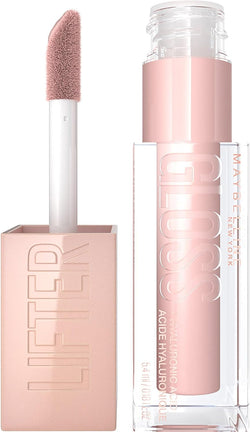 New York Lifter Gloss, Hydrating Lip Gloss with Hyaluronic Acid, High Shine for Fuller Looking Lips, XL Wand for One-Swipe Application, Ice, Light Pink, 5.4 Ml