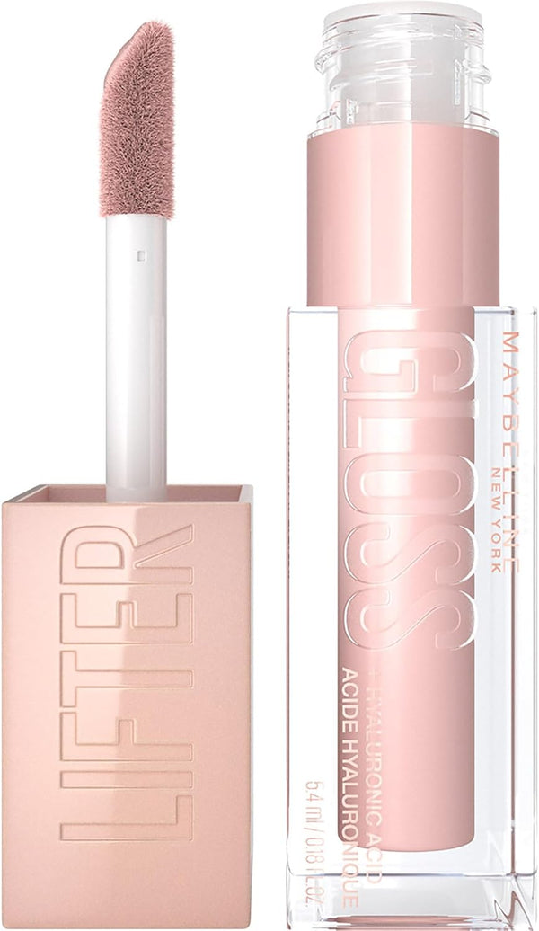 New York Lifter Gloss, Hydrating Lip Gloss with Hyaluronic Acid, High Shine for Fuller Looking Lips, XL Wand for One-Swipe Application, Ice, Light Pink, 5.4 Ml