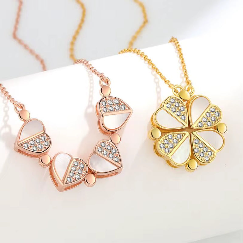 925 Sterling Silver Clover Necklace Four Leaf Heart Shape Pendant Necklace for Women Hart Luxury Jewelry Sale Dropshipping