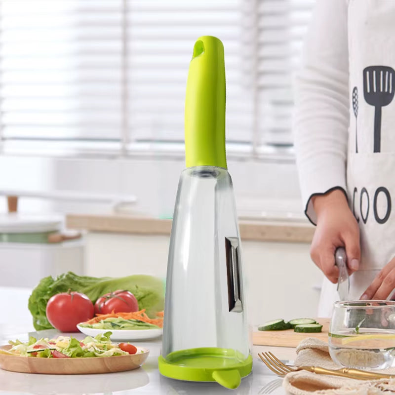 Multifunctional Stainless Steel Peeling Knife Storage Tube Anti-Splash Fruit Vegetable Peeler Supplies Household Kitchen Tools