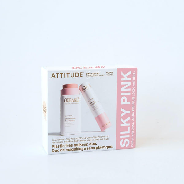 Silky Pink Makeup Duo Box Set, EWG Verified, Titanium Dioxide-Free, Plastic-Free, Plant and Mineral-Based, Vegan Beauty Products, Set of 2 Makeup Sticks