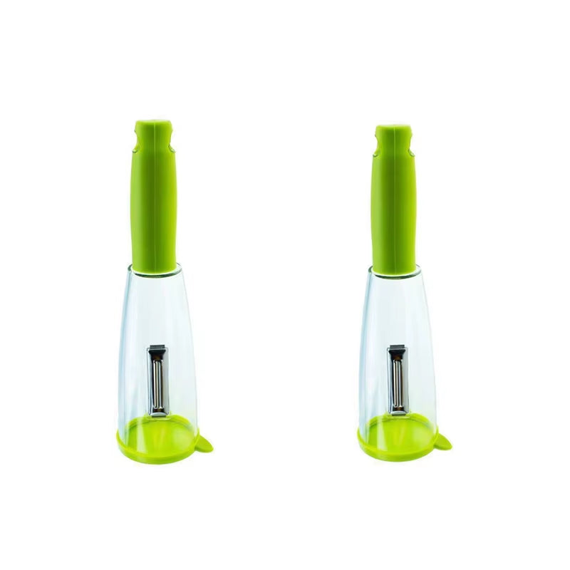 Multifunctional Stainless Steel Peeling Knife Storage Tube Anti-Splash Fruit Vegetable Peeler Supplies Household Kitchen Tools