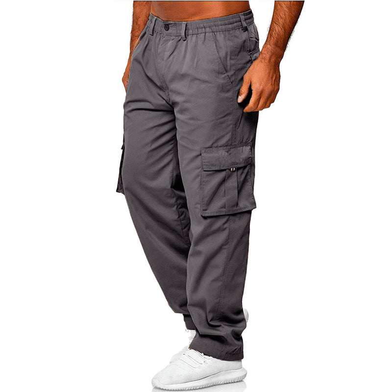 Men'S Casual Multi-Pocket Loose Straight Cargo Pants