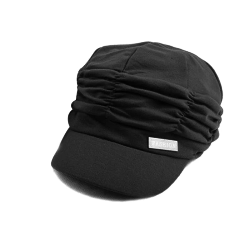 Hot Korean Solid Hat Women Autumn Winter Knited Hat Pleated Newsboy Cap Warm Outdoors Visor Skull Brown Cotton Casual