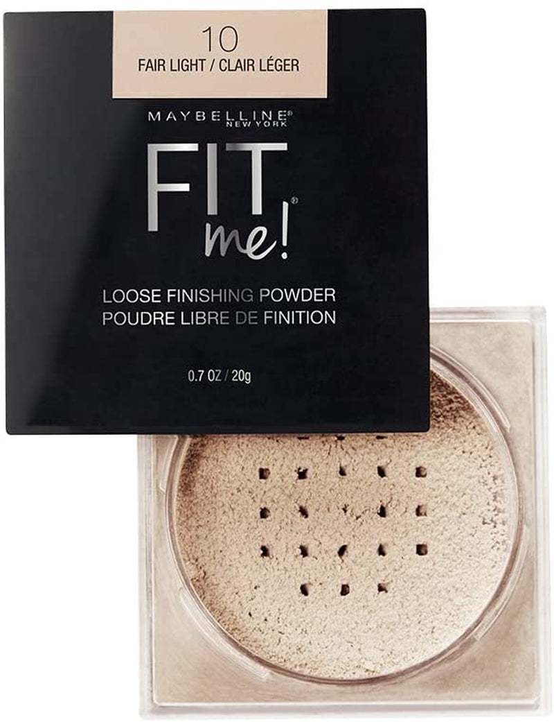 New York Fit Me Matte + Poreless Foundation Makeup, Ultra-Lightweight & New York Fit Me Loose Finishing Powder, Fair Light, 0.7 Oz.