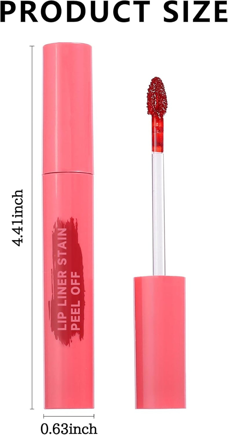 Pink Lip Stain Peel Off, 2Pcs Lip Liner Tattoo Stain Peel off with Matte Finish, Long Lasting Waterproof Smudge-Proof Lip Tint Stain, Non Stick Color Peel-Off Lipliners Delineador De Labios-03+04